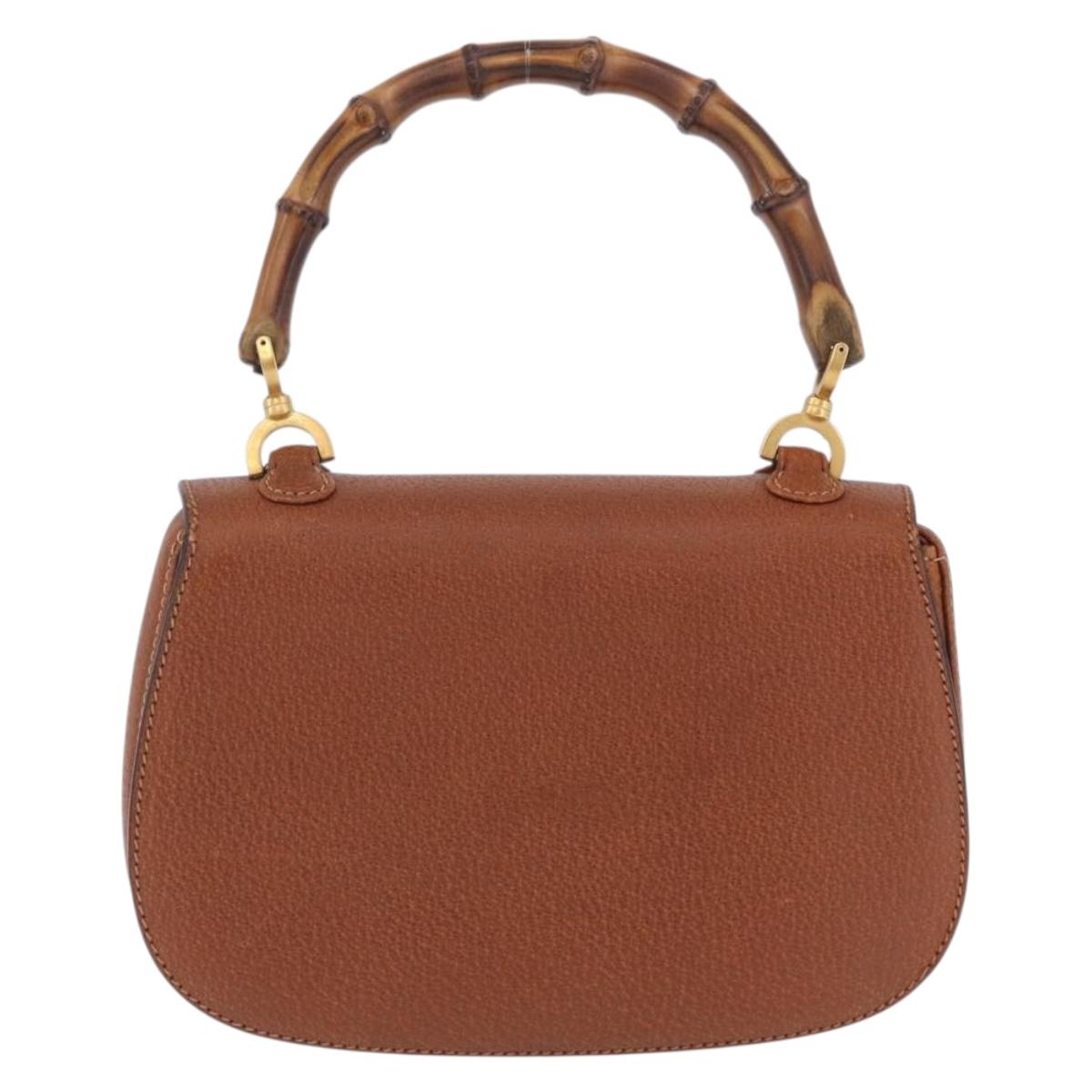 GUCCI Bamboo Hand Bag Leather Brown Gold 000 46 0188 Auth 204148V