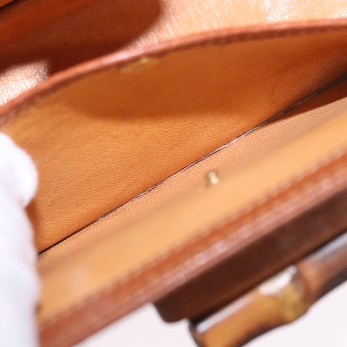 GUCCI Bamboo Hand Bag Leather Brown Gold 000 46 0188 Auth 204148V