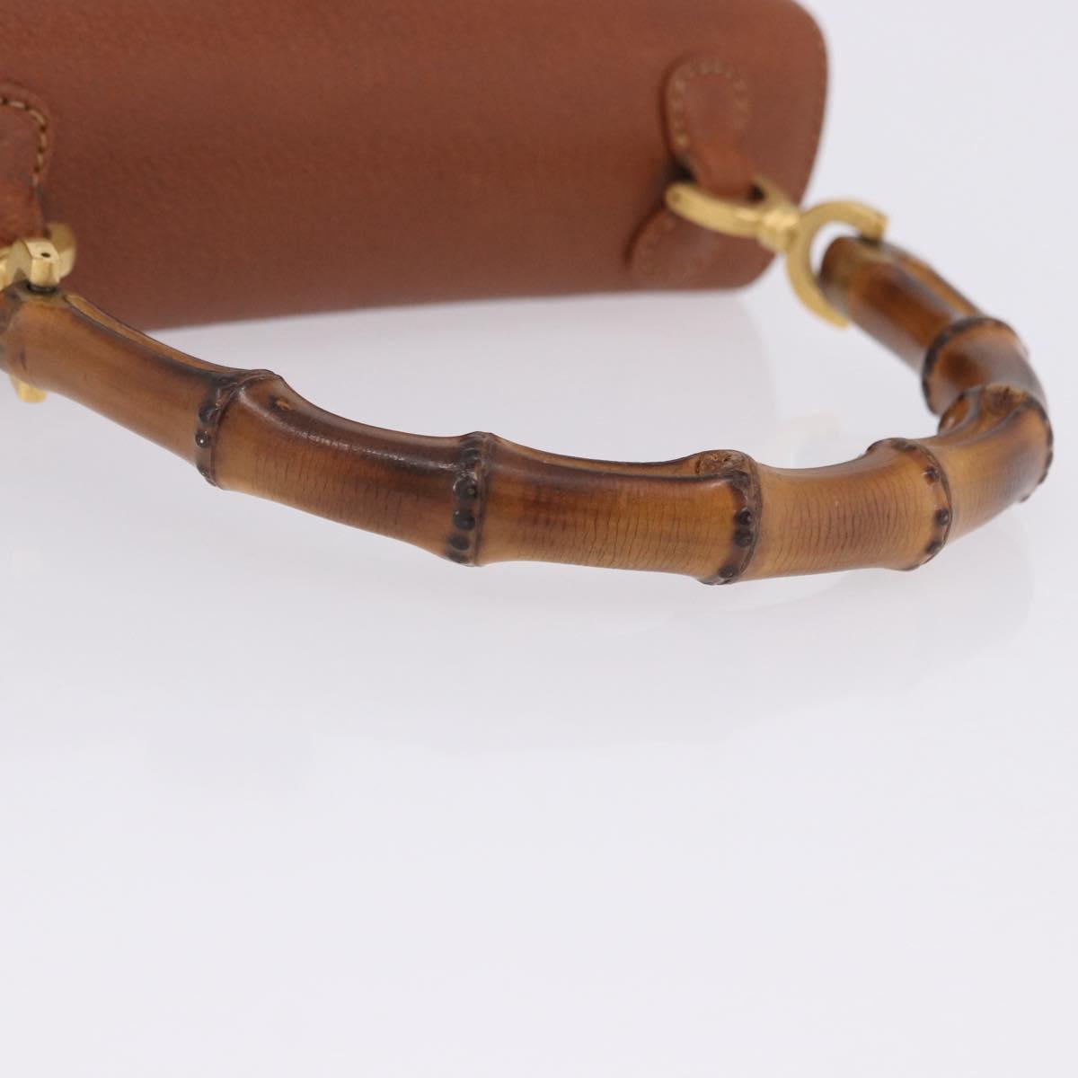 GUCCI Bamboo Hand Bag Leather Brown Gold 000 46 0188 Auth 204148V