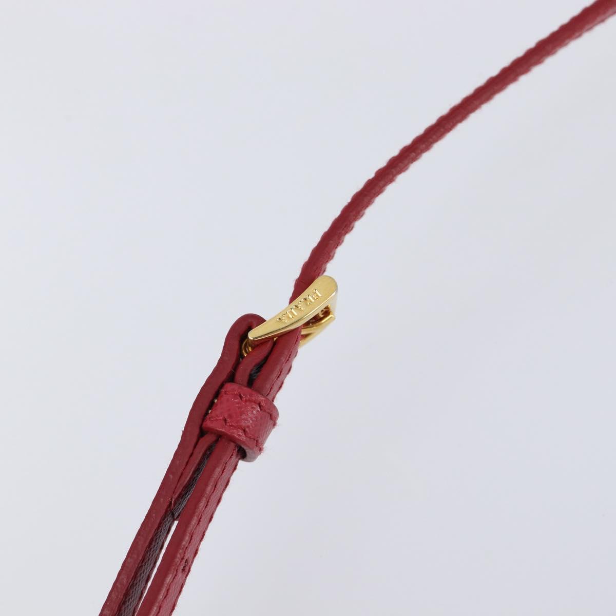 PRADA Chain Wallet Shoulder Bag Safiano leather Red Gold Auth 204149V