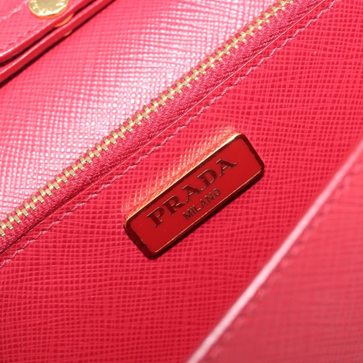 PRADA Chain Wallet Shoulder Bag Safiano leather Red Gold Auth 204149V