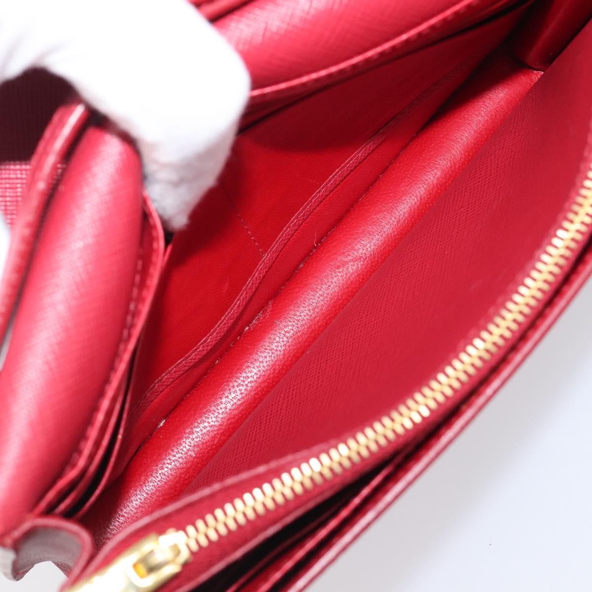 PRADA Chain Wallet Shoulder Bag Safiano leather Red Gold Auth 204149V