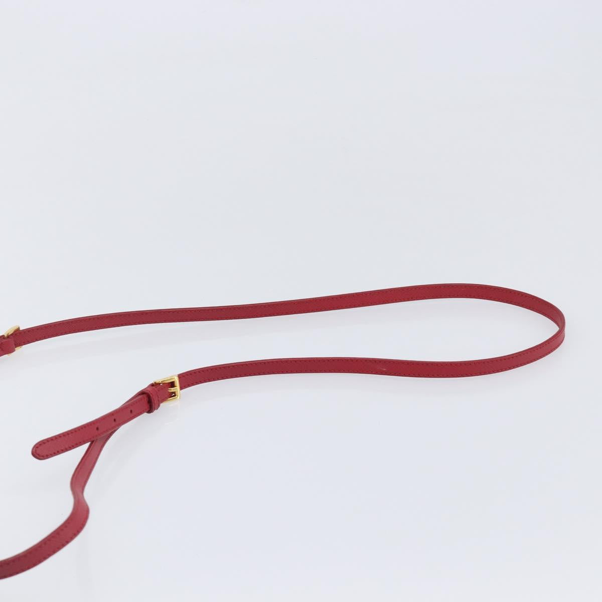 PRADA Chain Wallet Shoulder Bag Safiano leather Red Gold Auth 204149V