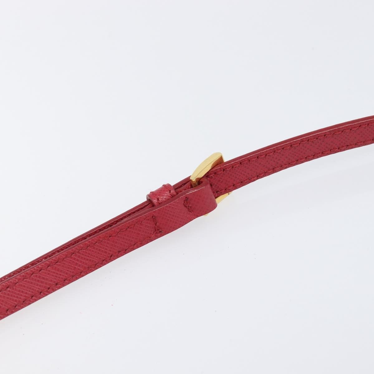 PRADA Chain Wallet Shoulder Bag Safiano leather Red Gold Auth 204149V
