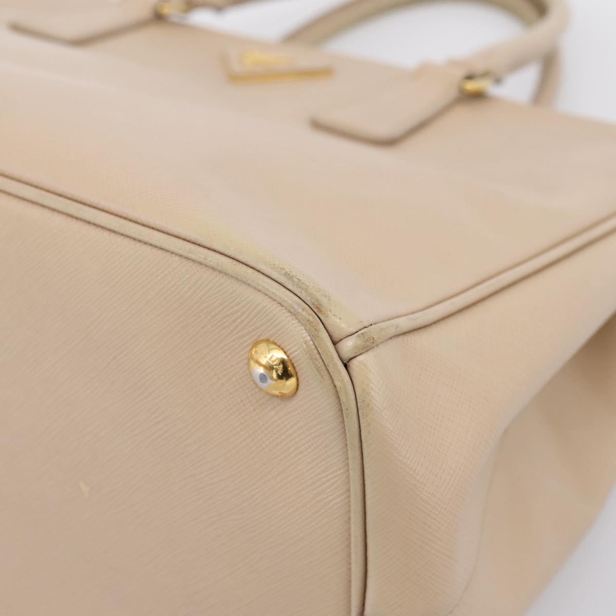 PRADA Galleria Hand Bag Saffiano 2way Beige Gold Auth 204152A