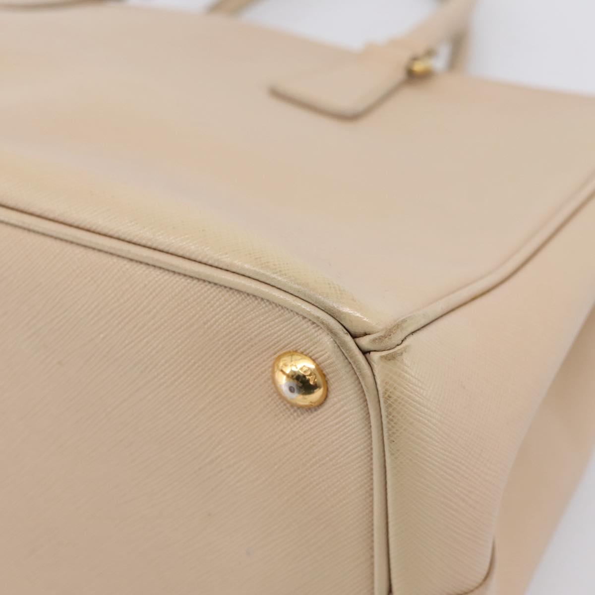 PRADA Galleria Hand Bag Saffiano 2way Beige Gold Auth 204152A