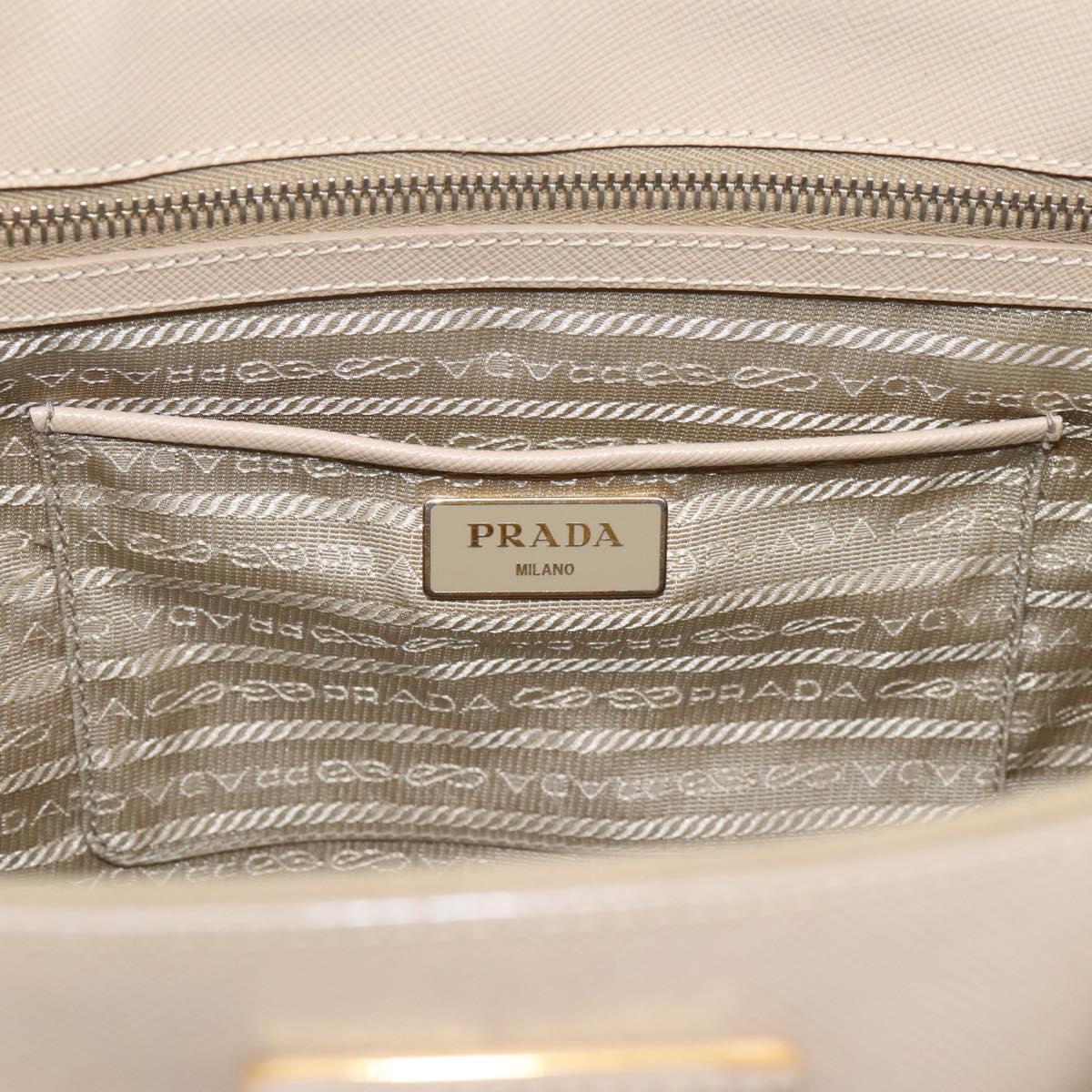 PRADA Galleria Hand Bag Saffiano 2way Beige Gold Auth 204152A