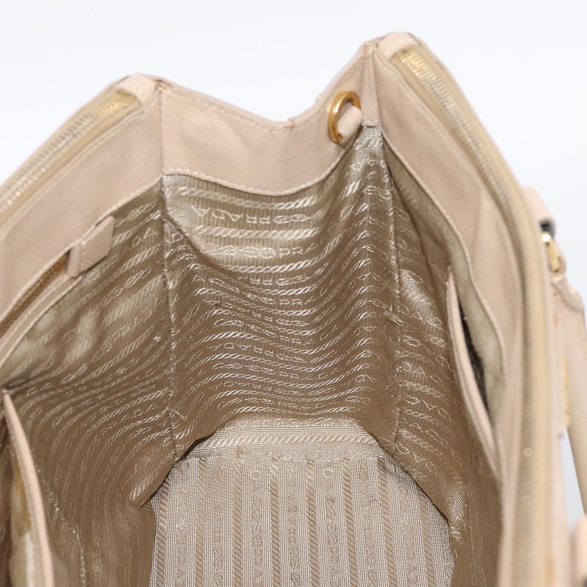 PRADA Galleria Hand Bag Saffiano 2way Beige Gold Auth 204152A