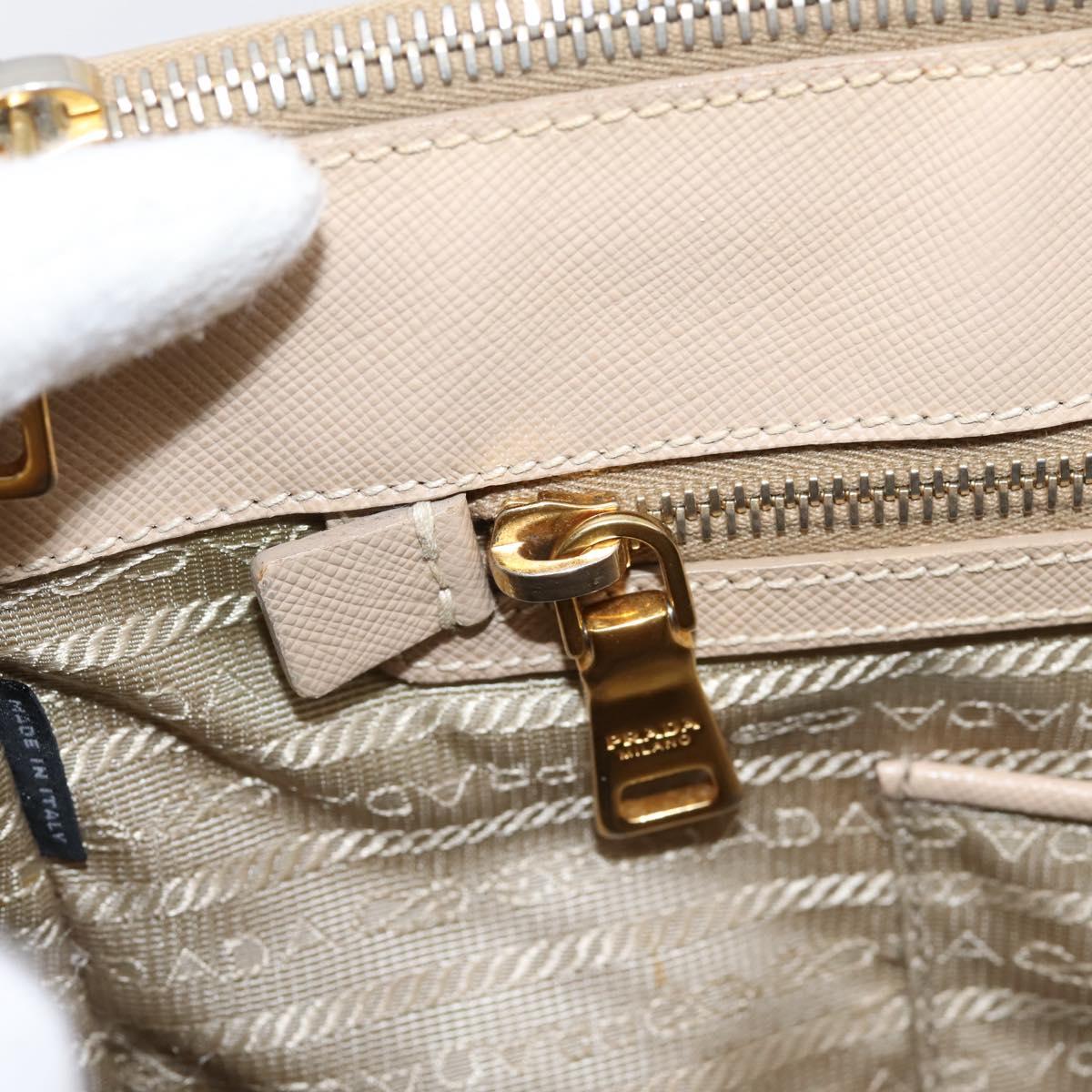 PRADA Galleria Hand Bag Saffiano 2way Beige Gold Auth 204152A