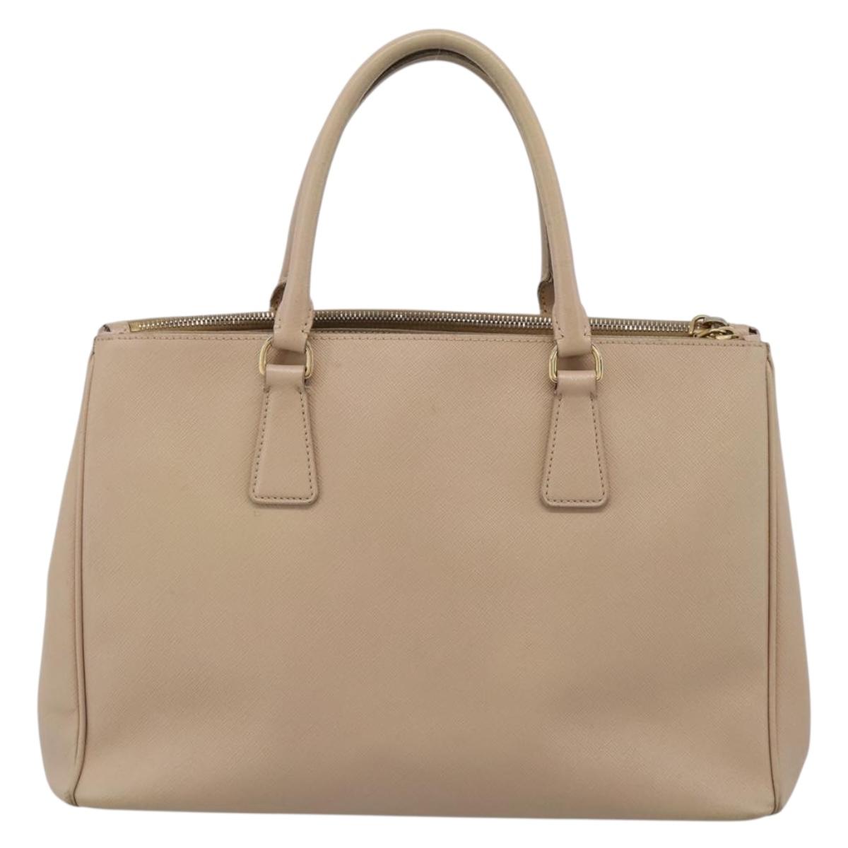 PRADA Galleria Hand Bag Saffiano 2way Beige Gold Auth 204152A