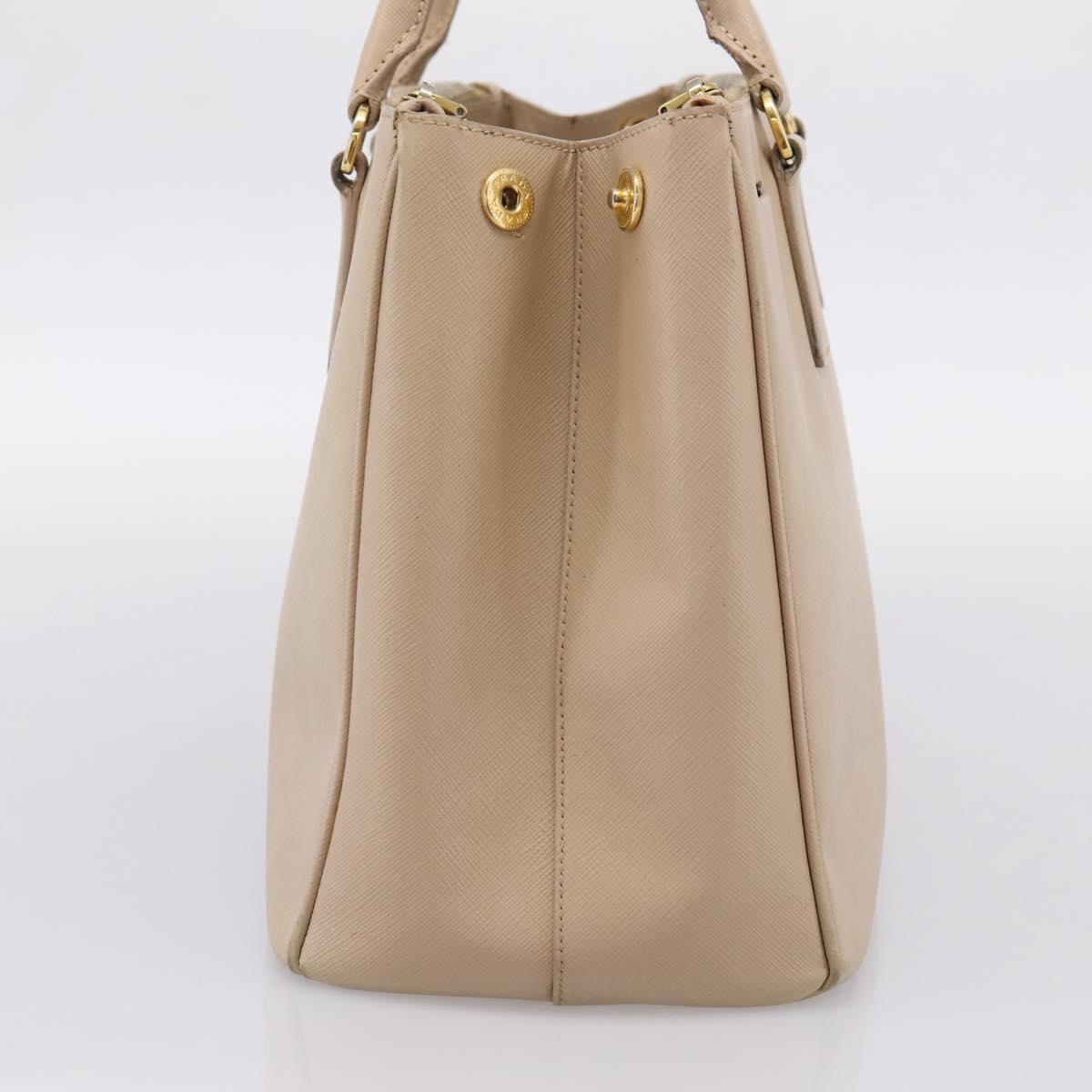 PRADA Galleria Hand Bag Saffiano 2way Beige Gold Auth 204152A