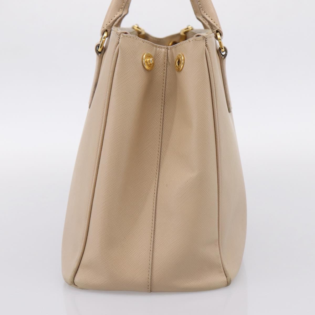 PRADA Galleria Hand Bag Saffiano 2way Beige Gold Auth 204152A