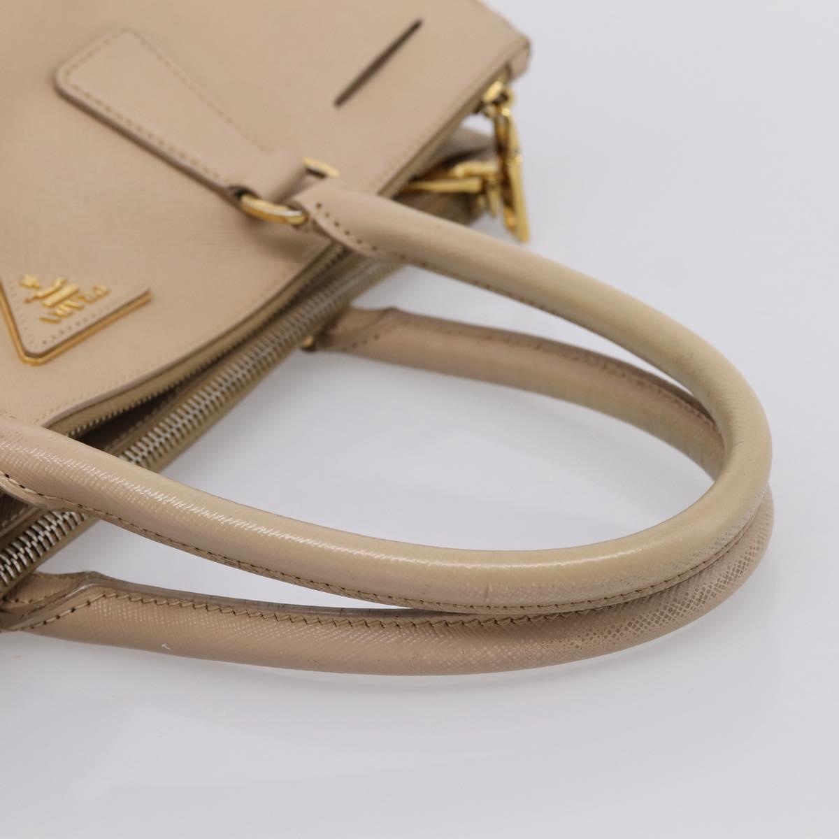 PRADA Galleria Hand Bag Saffiano 2way Beige Gold Auth 204152A