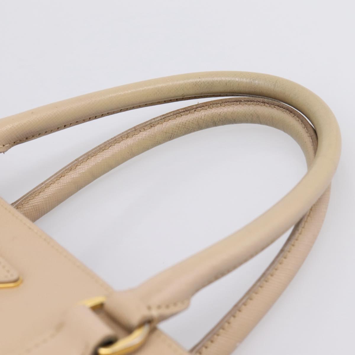 PRADA Galleria Hand Bag Saffiano 2way Beige Gold Auth 204152A