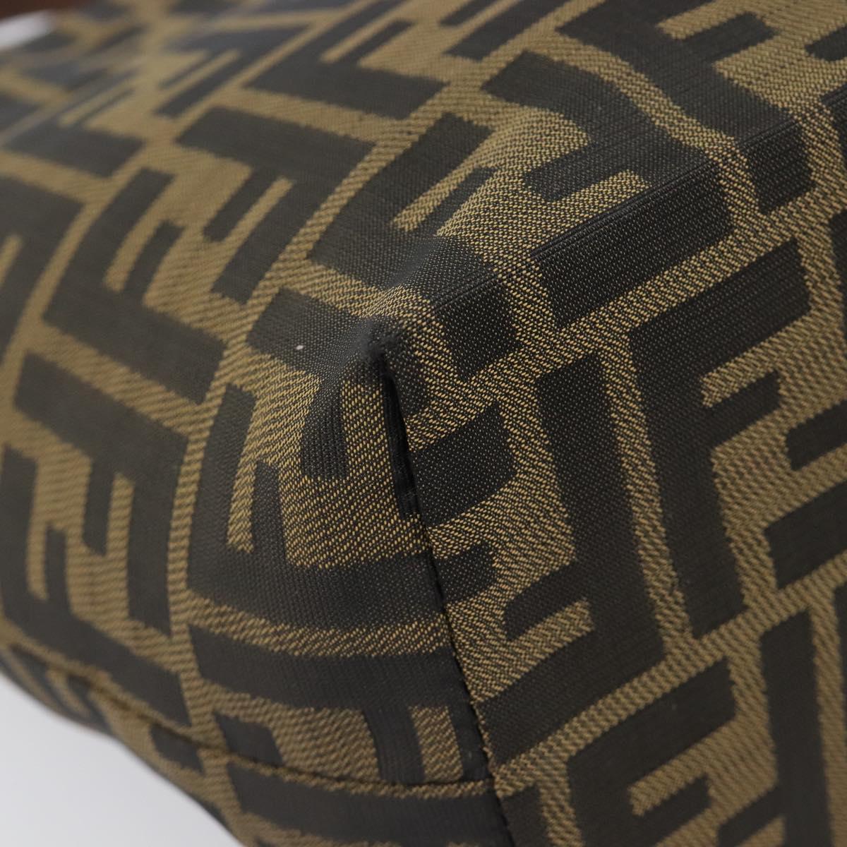 FENDI Zucca Canvas Hand Bag Black Brown Auth 204154