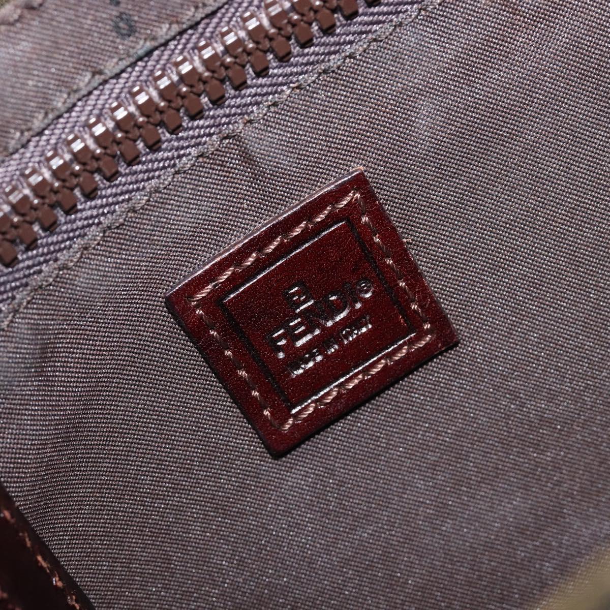 FENDI Zucca Canvas Hand Bag Black Brown Auth 204154