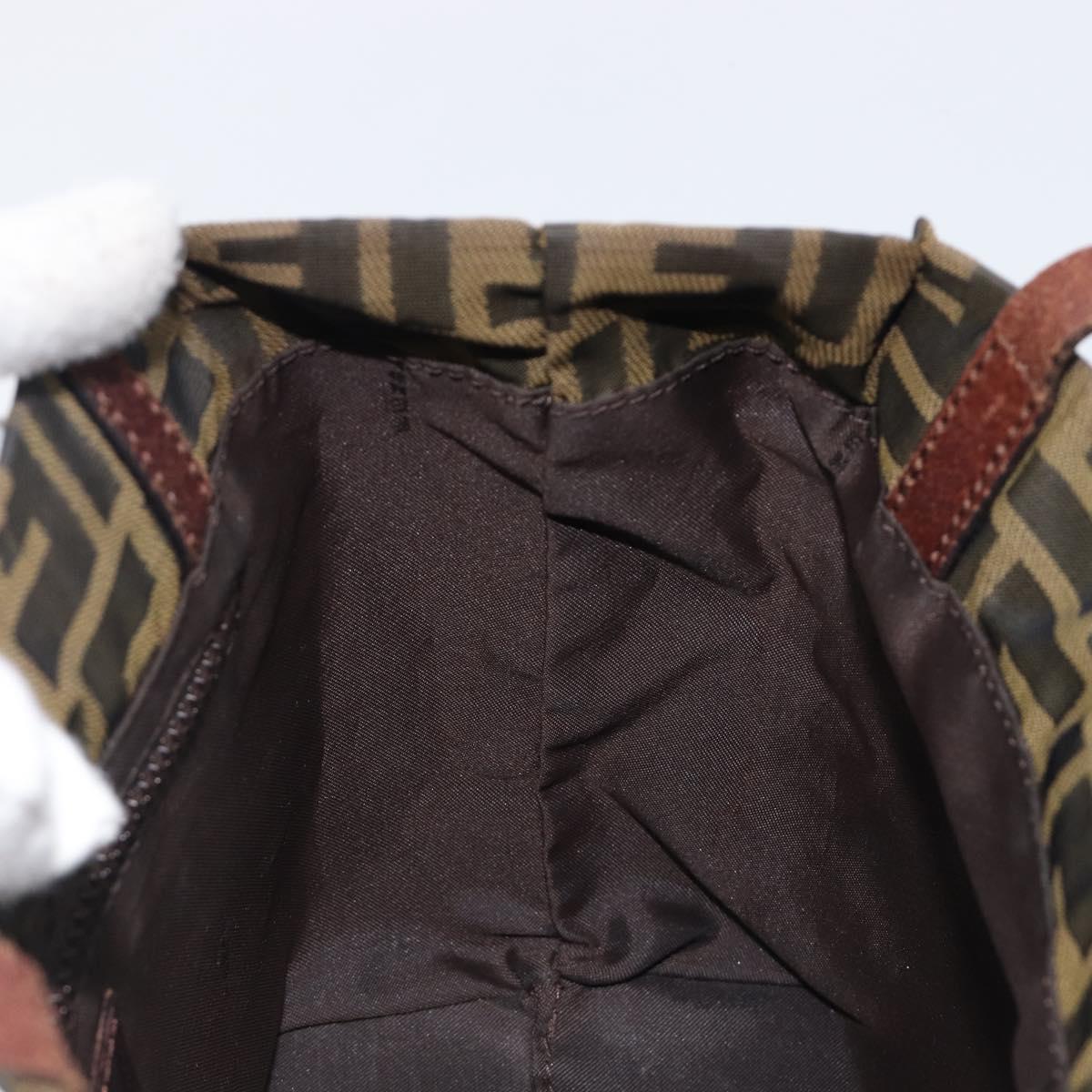 FENDI Zucca Canvas Hand Bag Black Brown Auth 204154