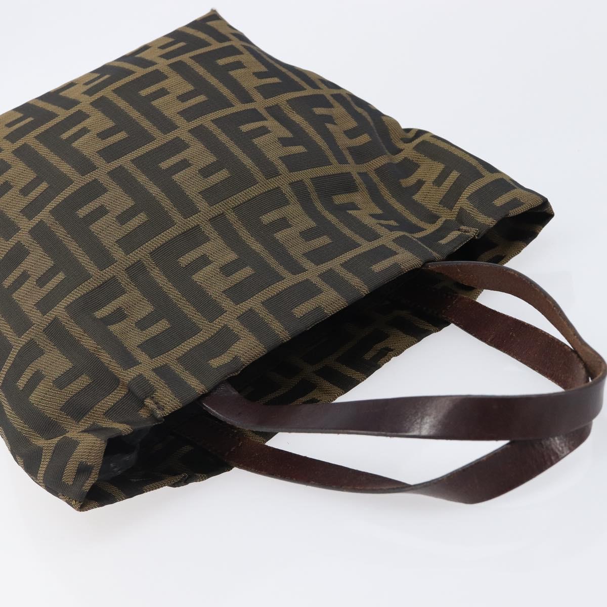 FENDI Zucca Canvas Hand Bag Black Brown Auth 204154
