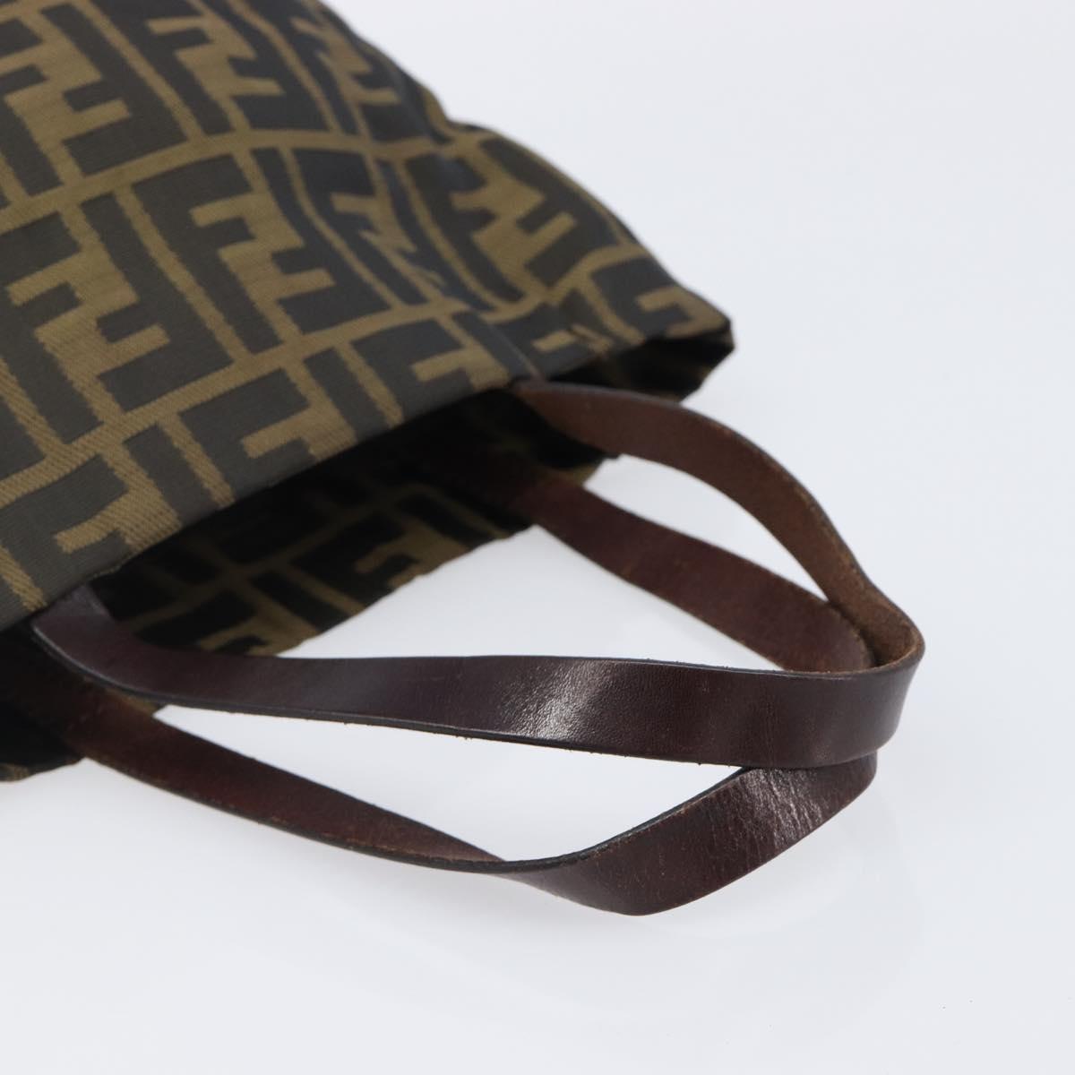 FENDI Zucca Canvas Hand Bag Black Brown Auth 204154