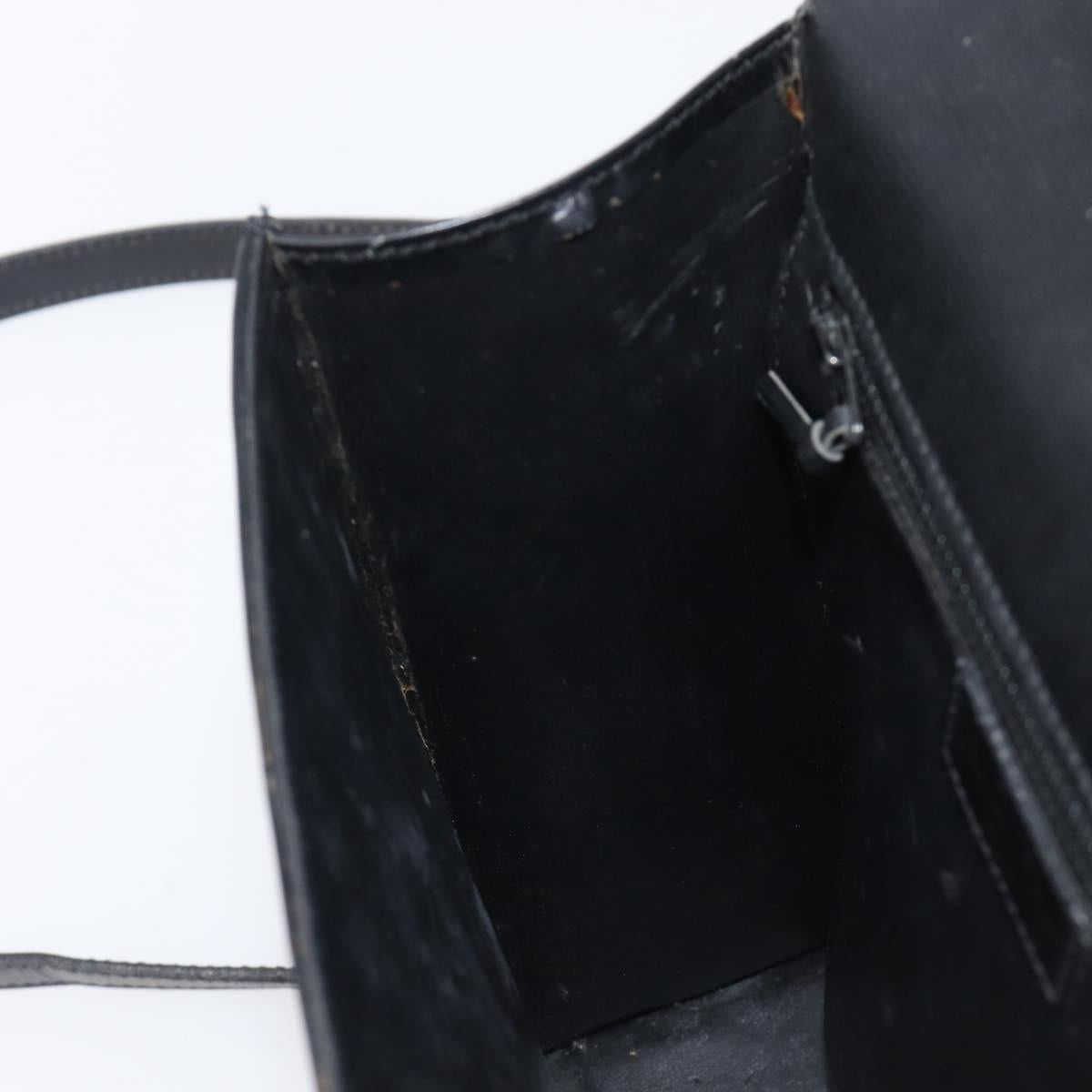 Christian Dior Hand Bag Leather 2way Black Gold Auth 204155