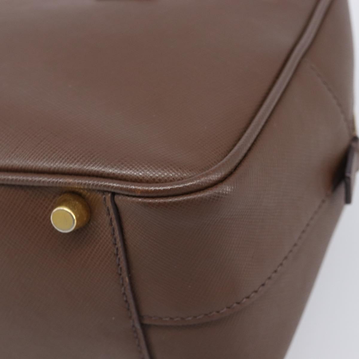 PRADA Galleria Hand Bag Saffiano leather Brown Gold Auth 204156A