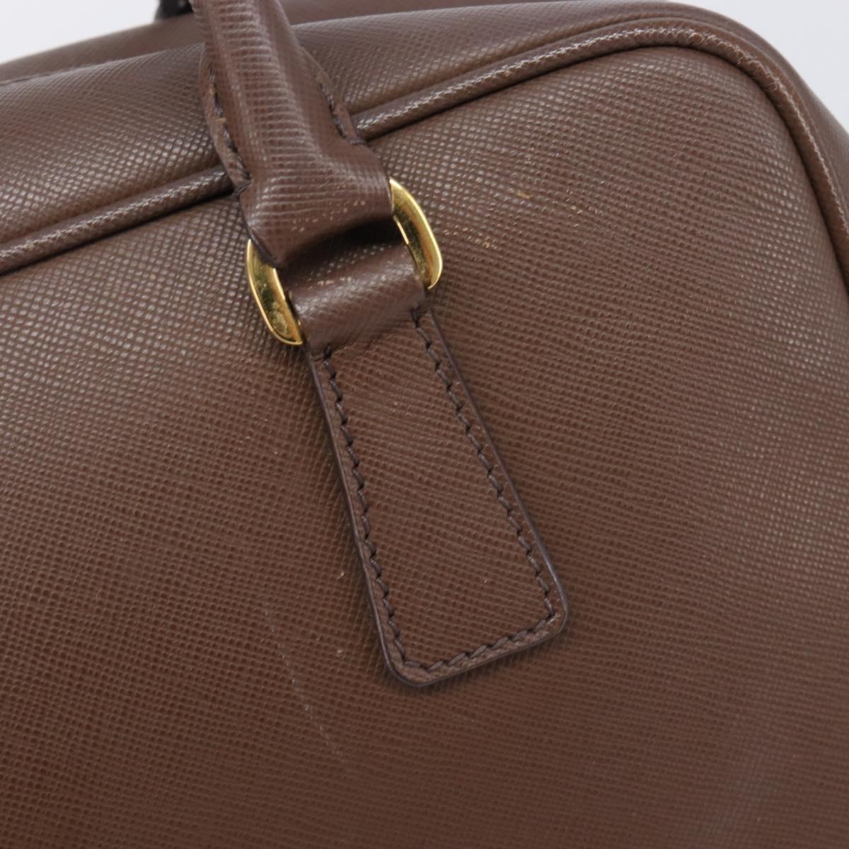 PRADA Galleria Hand Bag Saffiano leather Brown Gold Auth 204156A