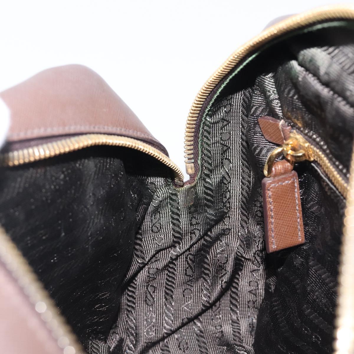 PRADA Galleria Hand Bag Saffiano leather Brown Gold Auth 204156A