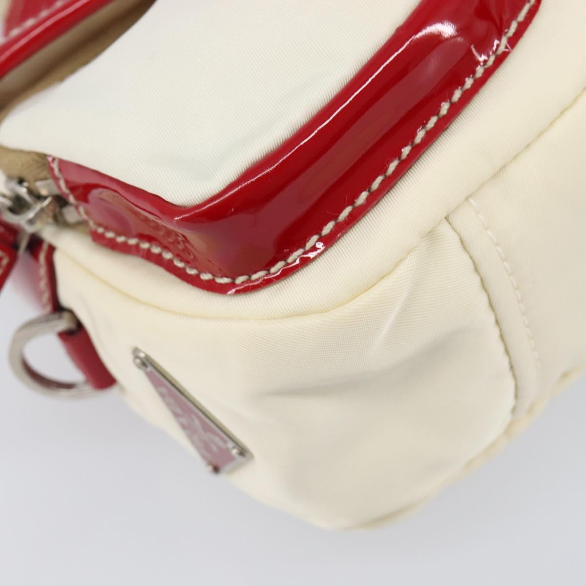 PRADA Shoulder Bag Nylon White Silver Auth 204157V