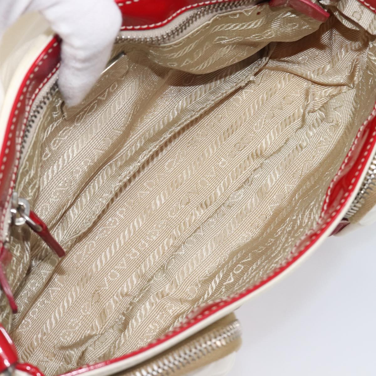 PRADA Shoulder Bag Nylon White Silver Auth 204157V