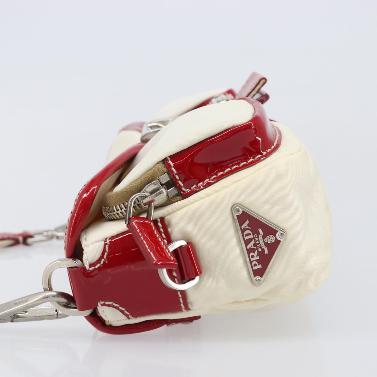 PRADA Shoulder Bag Nylon White Silver Auth 204157V