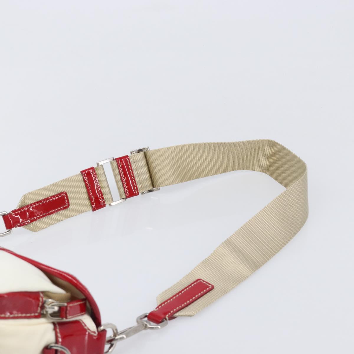 PRADA Shoulder Bag Nylon White Silver Auth 204157V