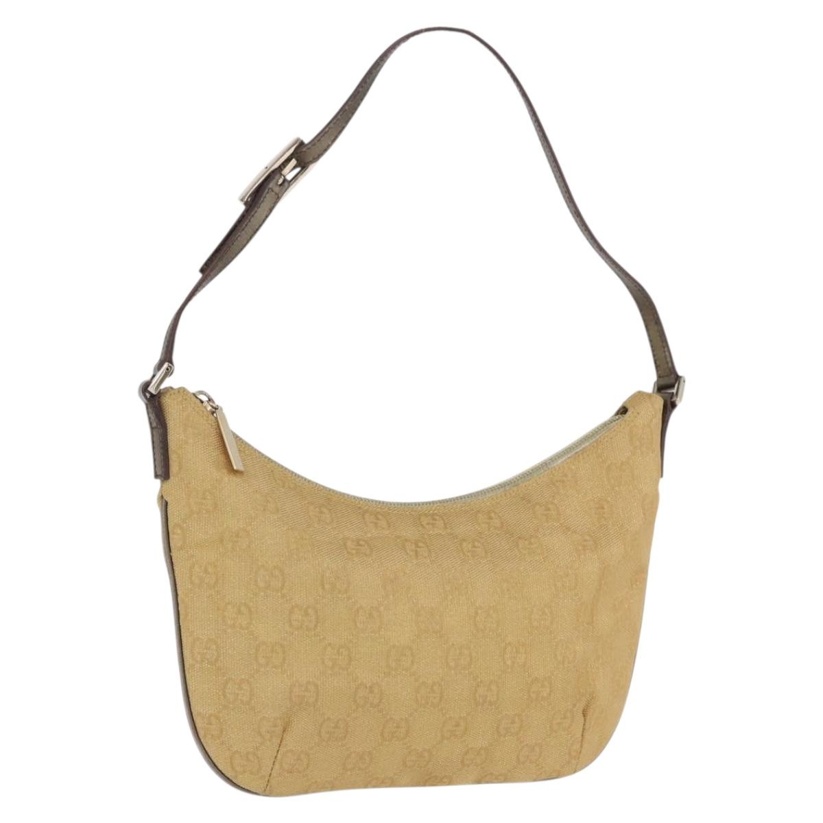 GUCCI GG Canvas Shoulder Bag Beige Gold 005 0813 Auth 204158