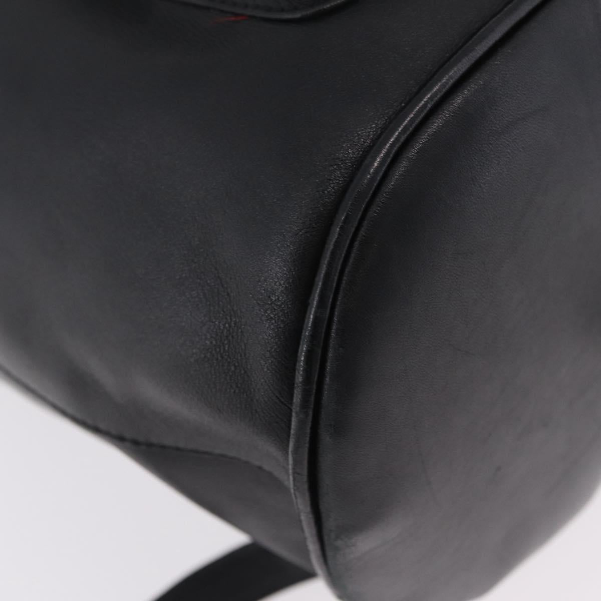 Christian Dior Backpack Leather Black Gold Auth 204161A