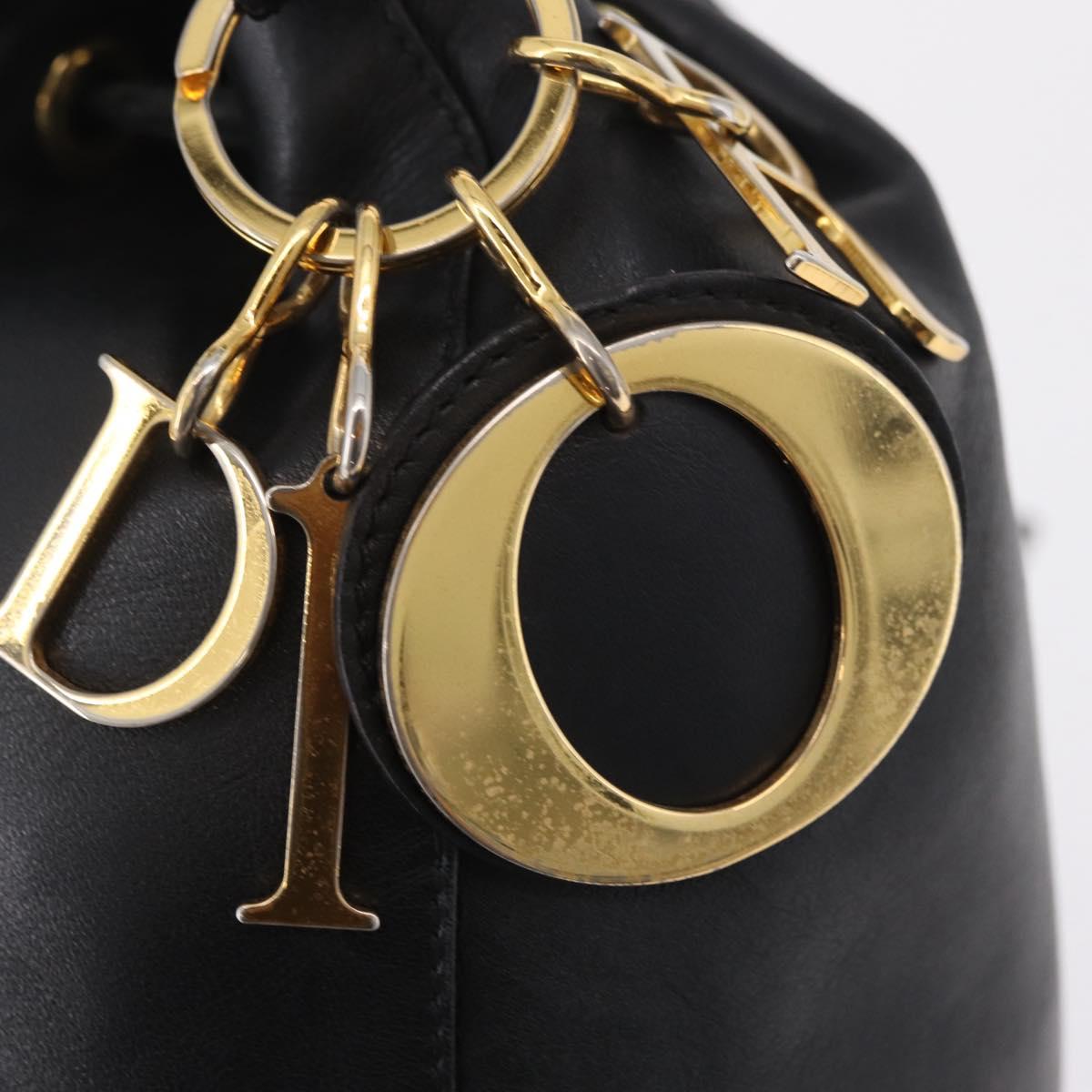 Christian Dior Backpack Leather Black Gold Auth 204161A