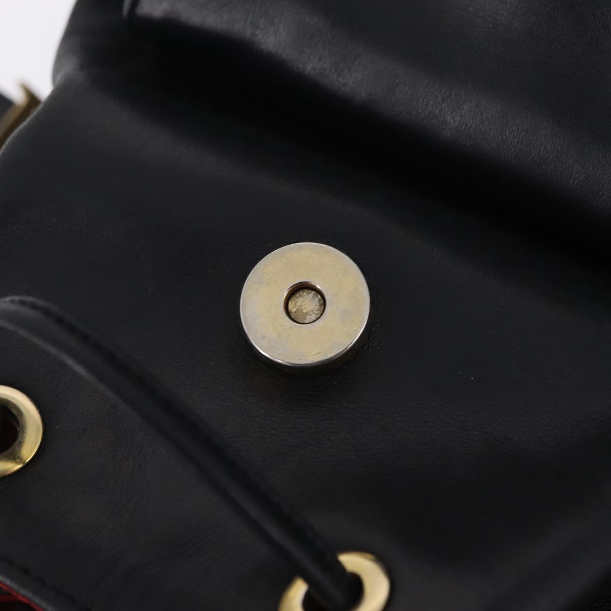 Christian Dior Backpack Leather Black Gold Auth 204161A