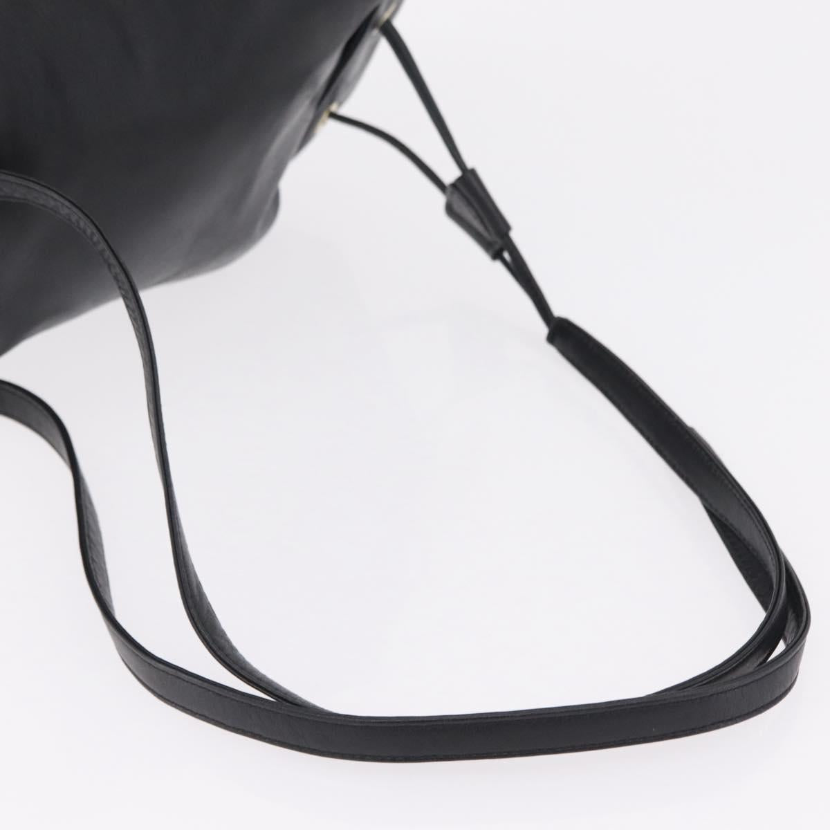 Christian Dior Backpack Leather Black Gold Auth 204161A