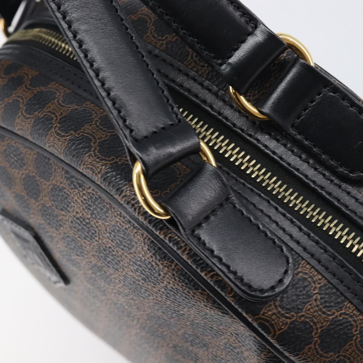 CELINE Macadam Canvas Hand Bag PVC Leather Black Gold Auth 204166V