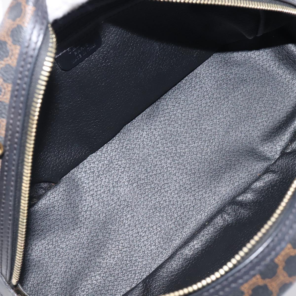 CELINE Macadam Canvas Hand Bag PVC Leather Black Gold Auth 204166V