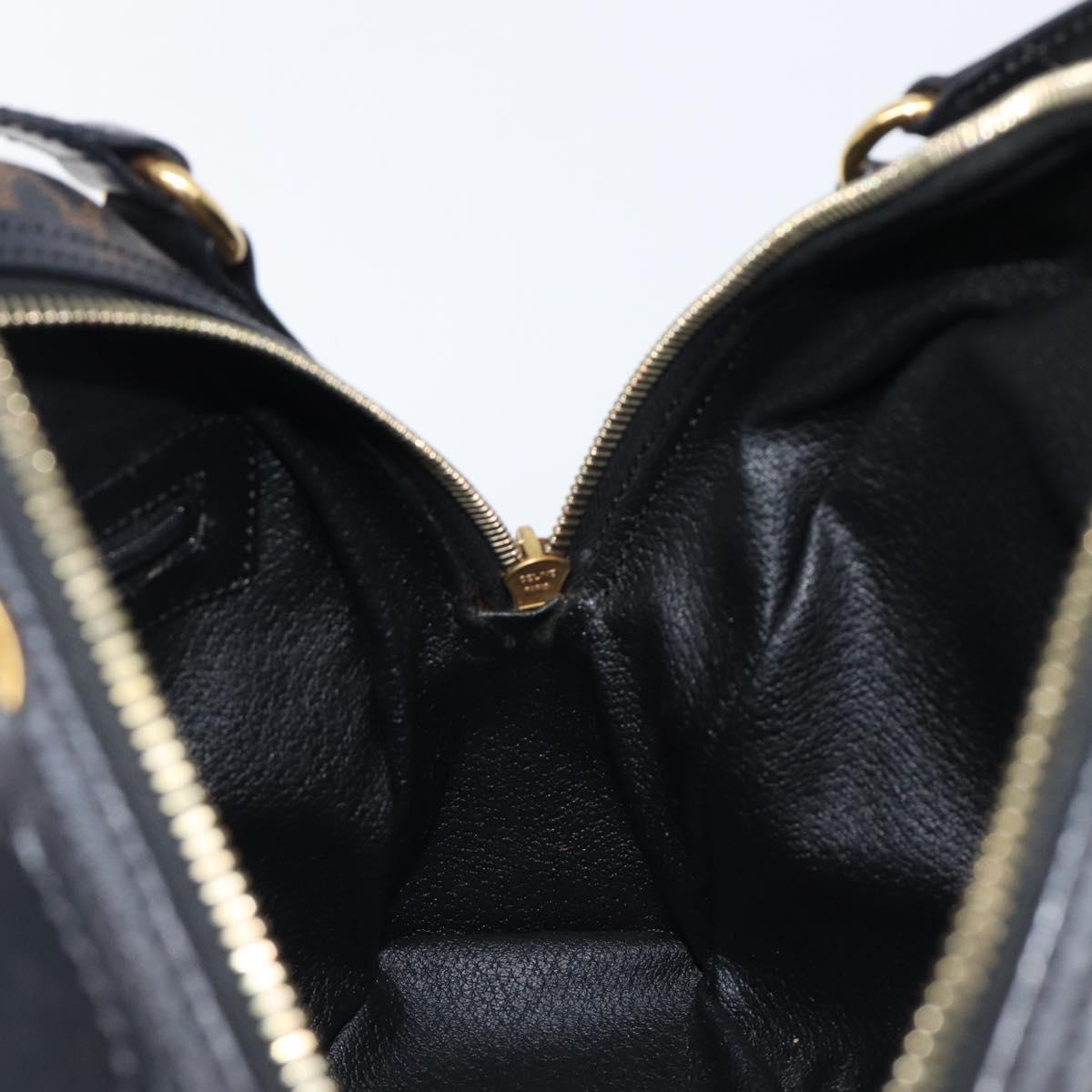 CELINE Macadam Canvas Hand Bag PVC Leather Black Gold Auth 204166V