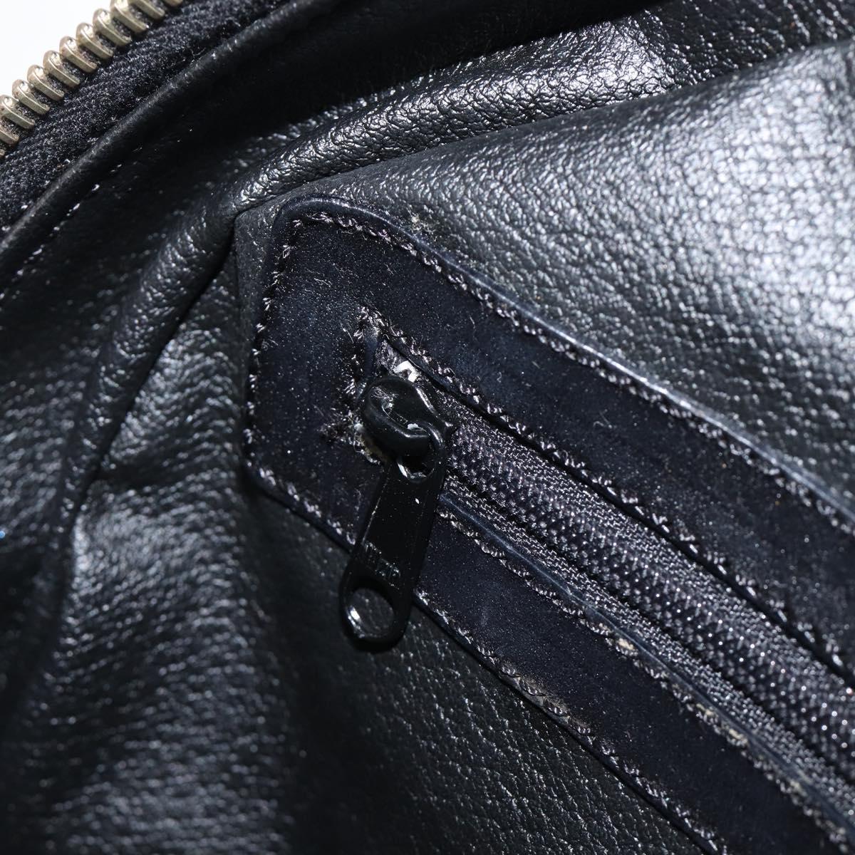 CELINE Macadam Canvas Hand Bag PVC Leather Black Gold Auth 204166V