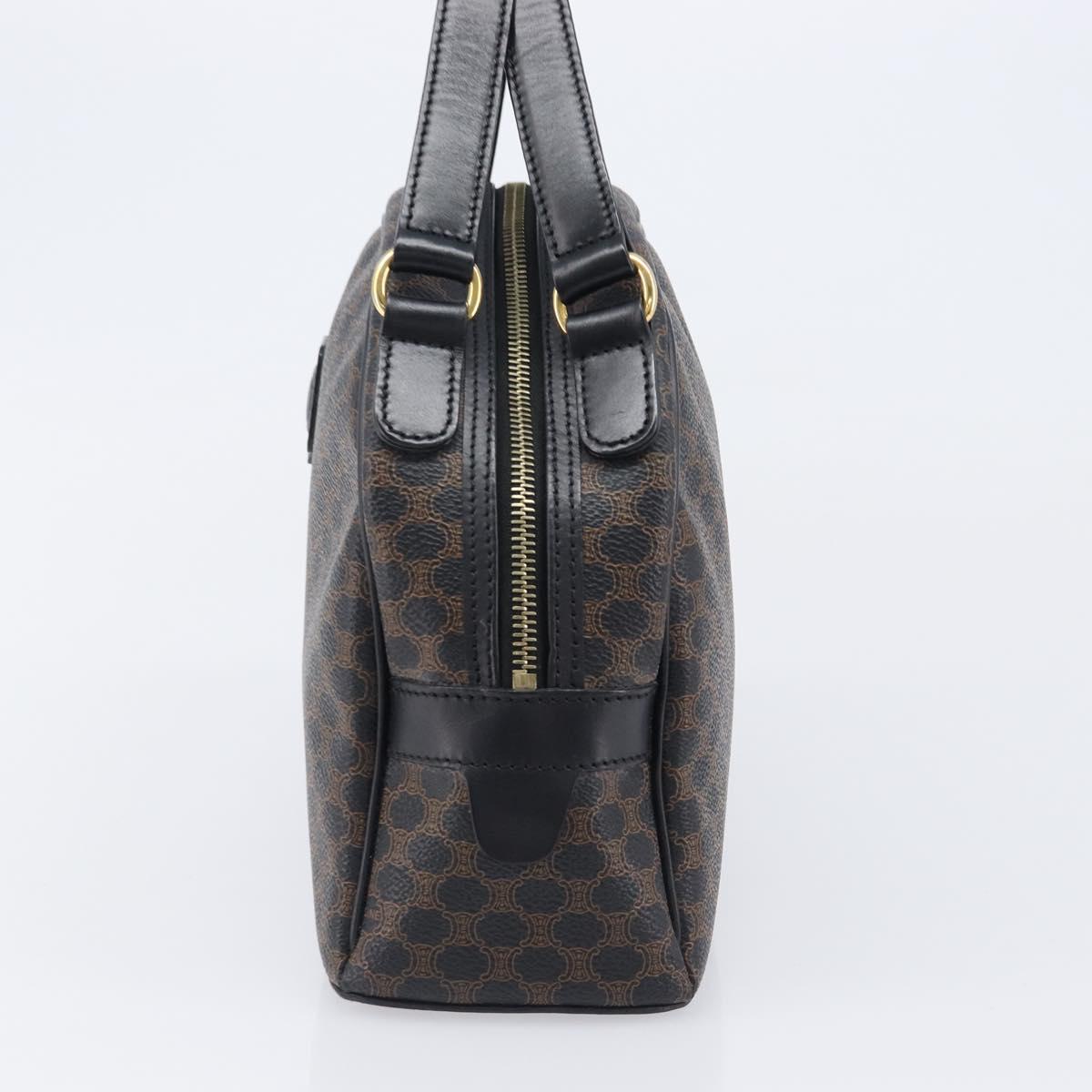 CELINE Macadam Canvas Hand Bag PVC Leather Black Gold Auth 204166V
