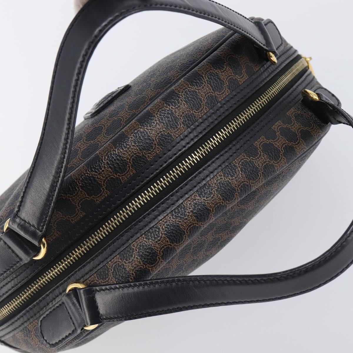 CELINE Macadam Canvas Hand Bag PVC Leather Black Gold Auth 204166V