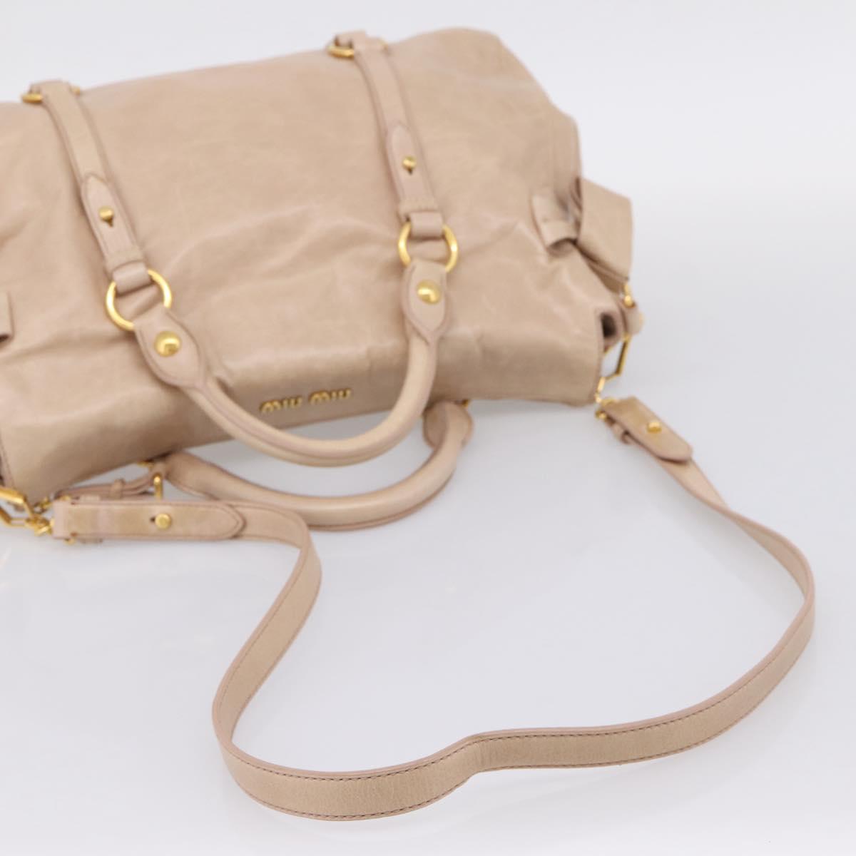 Miu Miu Hand Bag Vitellolux 2way Beige Gold Auth 204167V