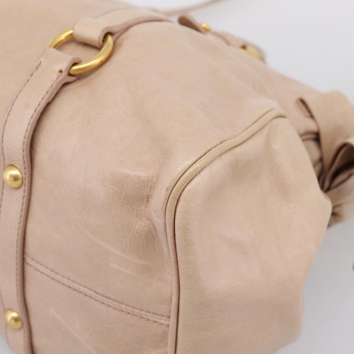 Miu Miu Hand Bag Vitellolux 2way Beige Gold Auth 204167V
