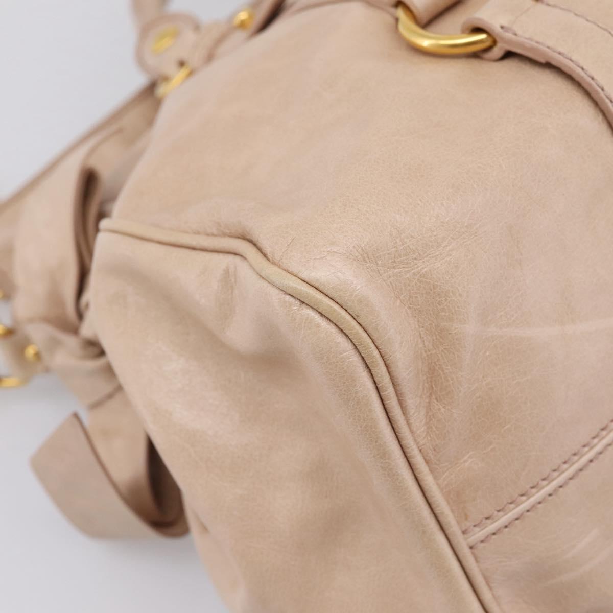 Miu Miu Hand Bag Vitellolux 2way Beige Gold Auth 204167V