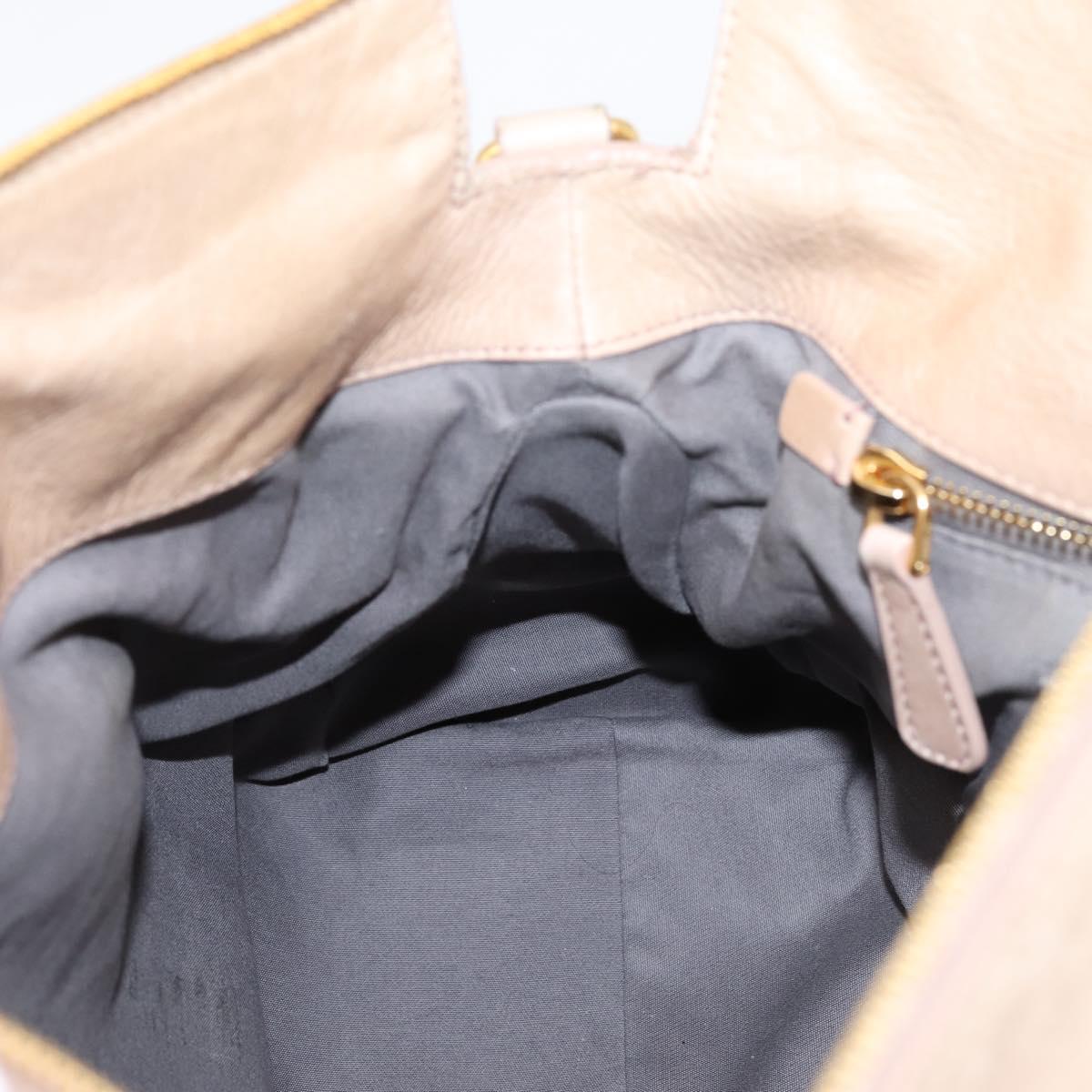 Miu Miu Hand Bag Vitellolux 2way Beige Gold Auth 204167V