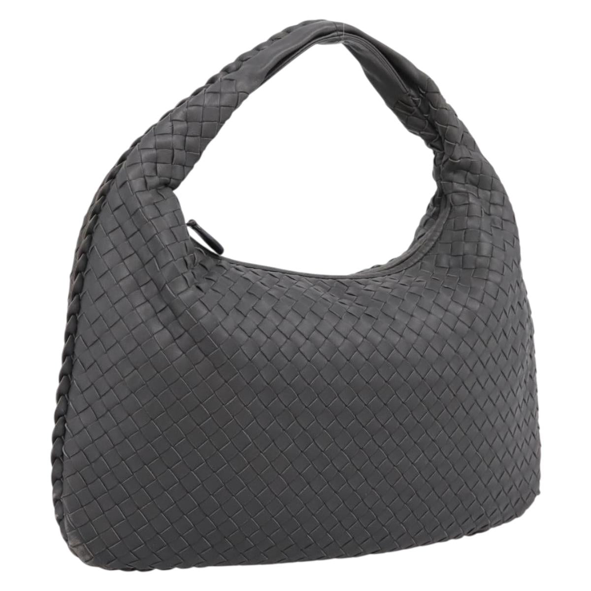 BOTTEGA VENETA INTRECCIATO Hobo Shoulder Bag Leather Gray Auth 204169V