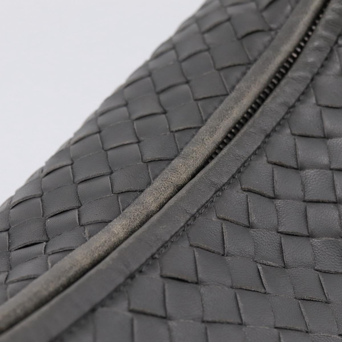 BOTTEGA VENETA INTRECCIATO Hobo Shoulder Bag Leather Gray Auth 204169V