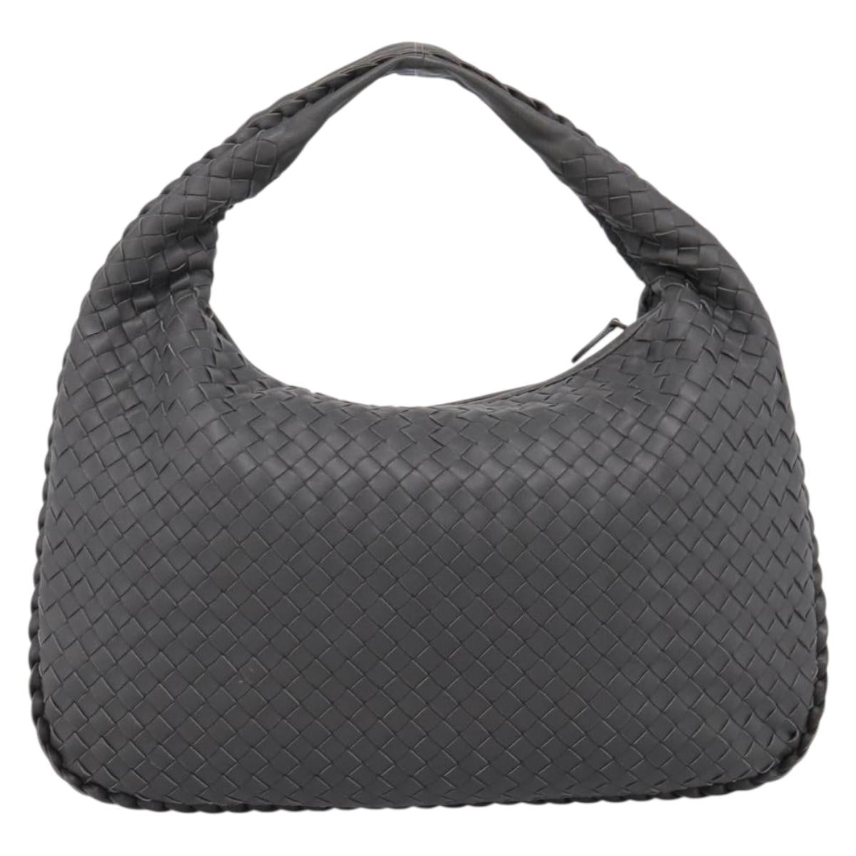 BOTTEGA VENETA INTRECCIATO Hobo Shoulder Bag Leather Gray Auth 204169V
