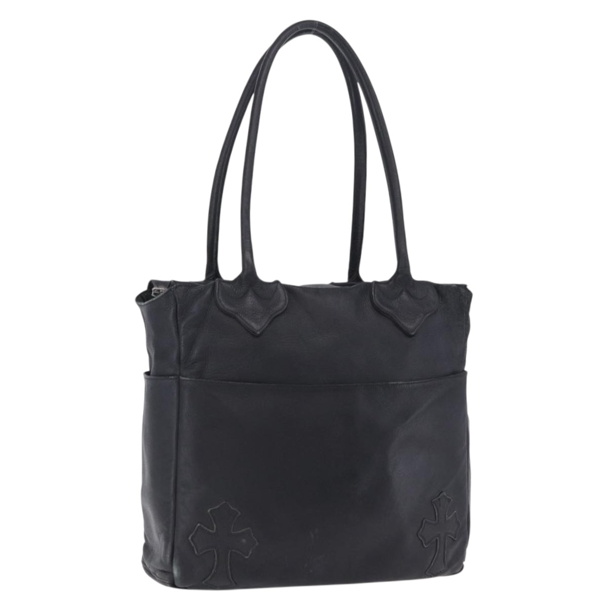 Chrome Hearts Tote Bag Leather Black Auth 204170V